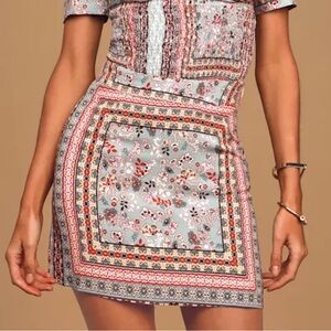 Sage the Label Morning Sun Light Blue Multi Print Mini Skirt